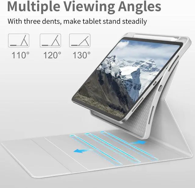 Alt view image 3 of 5 - BQDIYOO Case for iPad 11th/10th Generation with Keyboard, 11-inch A16 & 10.9 inch 7 Colors Backlit Wireless Bluetooth Keyboard Case with Pencil Holder, Cover for iPad 11/10 Gen 2025/2022, Gray