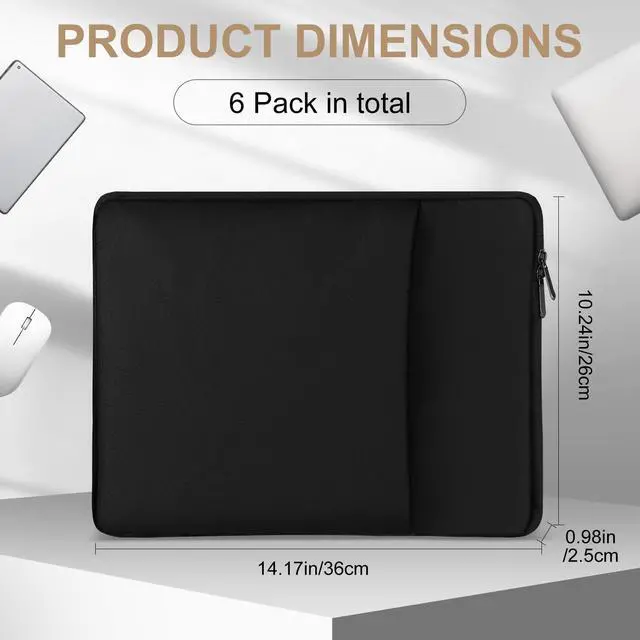 Alt view image 2 of 5 - Bulyoou 6 Pcs Laptop Sleeve Bag 14 Inch Black Shockproof Protective Laptop Cover Notebook Computer Cases