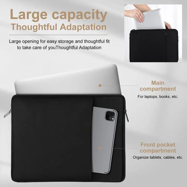 Alt view image 3 of 5 - Bulyoou 6 Pcs Laptop Sleeve Bag 14 Inch Black Shockproof Protective Laptop Cover Notebook Computer Cases
