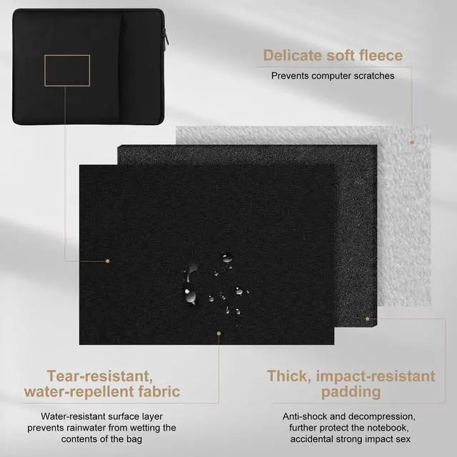 Alt view image 5 of 5 - Bulyoou 6 Pcs Laptop Sleeve Bag 14 Inch Black Shockproof Protective Laptop Cover Notebook Computer Cases