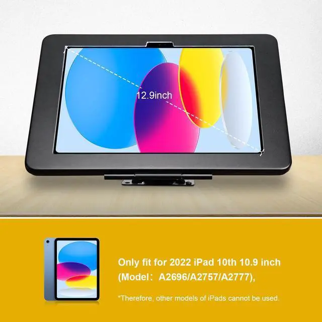 Alt view image 2 of 5 - CarrieCathy Wall Mount Anti-Theft Security Kiosk POS Stand Holder Enclosure for 10.9" 2022 iPad 10th Generation, Flip & Rotate