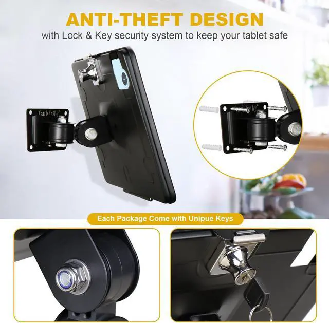 Alt view image 5 of 5 - CarrieCathy Wall Mount Anti-Theft Security Kiosk POS Stand Holder Enclosure for 10.9" 2022 iPad 10th Generation, Flip & Rotate