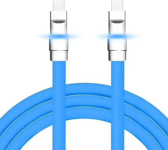 Main image of chubbycable Neon Chubby - Fast Charge Cable with Smart Light RGB Color Gradual Light Up LED USB Charging Cable, Blue, Type-C to Type-C, 19.6 FT