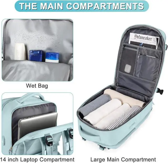 Alt view image 4 of 5 - coofay Large Personal Item Travel Backpack For Women Men Airline Approved Carry On Backpack Flight Approved Waterproof Sports Luggage Backpack Casual Daypack Small Hiking Backpack