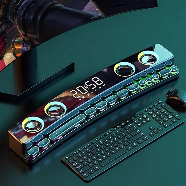 Main image of SH39 Gaming Computer Speakers Dynamic RGB Gaming Speakers with Subwoofer Bluetooth Desktop Speaker, for Laptops Monitors Projectors Phones PC /5 (Black)