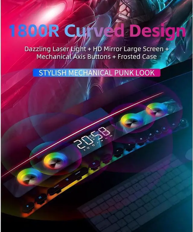 Alt view image 3 of 5 - SH39 Gaming Computer Speakers Dynamic RGB Gaming Speakers with Subwoofer Bluetooth Desktop Speaker, for Laptops Monitors Projectors Phones PC /5 (Black)