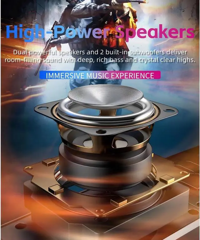 Alt view image 5 of 5 - SH39 Gaming Computer Speakers Dynamic RGB Gaming Speakers with Subwoofer Bluetooth Desktop Speaker, for Laptops Monitors Projectors Phones PC /5 (Black)