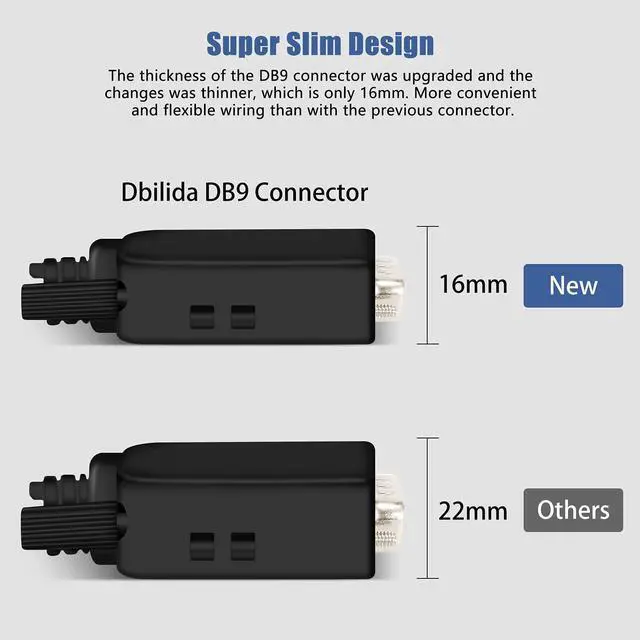 Alt view image 2 of 5 - Dbilida DB9 Solderless Connector (5Male+5Female), DB9 Breakout Connector RS232 D-SUB Serial to 9pin Port Terminal with Case