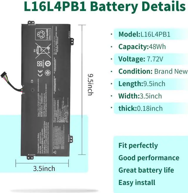 Alt view image 2 of 5 - DMKAOLLK L16M4PB1 L16C4PB1 L16L4PB1 Battery Replacement for Lenovo Yoga 720 13 720-13IKB 720-131KB, Yoga 730-13IKB 730-131KB,Yoga 730 730-13IWL 730-131WL 5B10M52738 2ICP4/43/110-2 48Wh