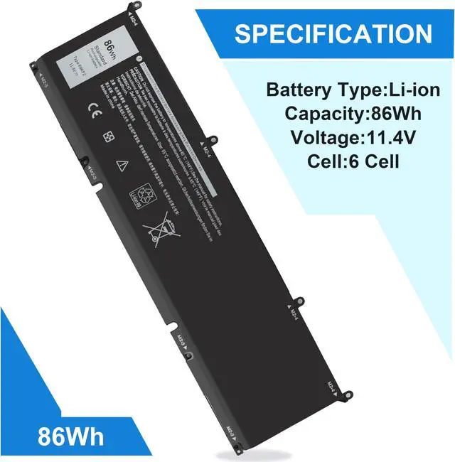 Alt view image 3 of 5 - 86Wh 69KF2 Battery for Dell G7 15 7500 G15 5510 5511 5520 5515 5521 for Alienware M15 R3 R4 R5 R6 R7 M17 R3 R4 for XPS 15 9500 9510 9520 for Precision 5550 5560 5570 8FCTC M59JH P91F P87F P100F P45E
