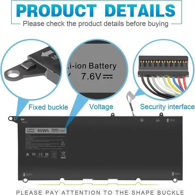 Alt view image 3 of 5 - Fancy Buying PW23Y 0PW23Y Laptop Battery for Dell XPS 13 9360 13-9360-D1605G 13-9360-D1605T 13-9360-D1609 13-9360-D1609G 13-9360-D1705G fits 0TP1GT TP1GT RNP72 0RNP72 P54G002