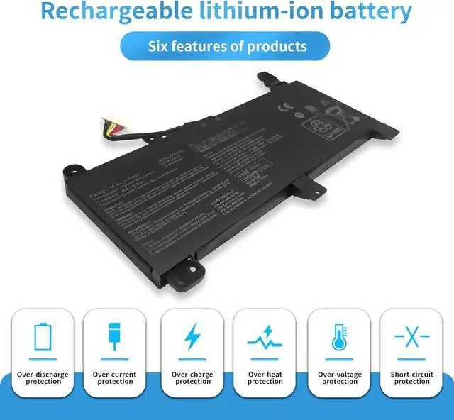 Alt view image 4 of 5 - C41N1731-2 Laptop Battery Compatible with Asus ROG Strix G15 G512 G512LV G512LU G512LW G512LWS Scar 15 G532LV G532LWS G532LW G17 G712LV G712LU G712LW G712LWS Scar 17 G732LW G732LV Series(15.4V 66Wh)