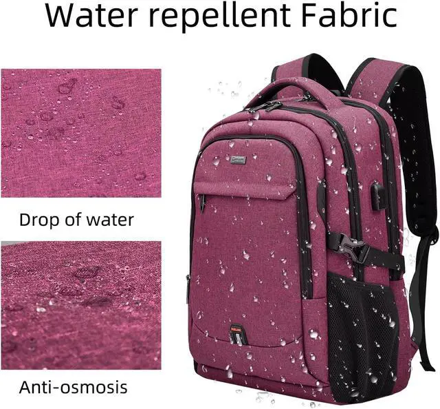 Alt view image 4 of 5 - DUSLANG 17 Inch Laptop Backpack for Travel Water Resistant College Backpack for Women Laptop Bag with USB Charging Port Work Backpack,Rose