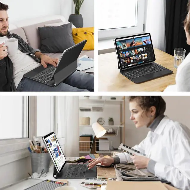 Alt view image 5 of 5 - edaiser Wireless Magic Keyboard Case for Apple iPad Pro 11-inch (M4) 2024: Smart Multi-Touch Trackpad, RGB Backlit, Black