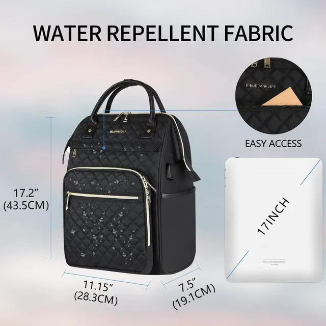 Alt view image 2 of 5 - EMPSIGN 17 inch Laptop Backpack for women & 15.6 inch Rolling Laptop Bag
