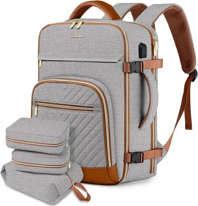 Main image of Large Carry On Travel Backpack: Flight Approved 40L Waterproof Personal Item Daypack for Women Weekender Bag fit 17inch Laptop Luggage Backpack Traveling Business with USB Port and 3 Packing Cubes