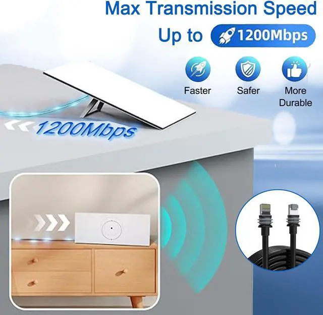 Alt view image 2 of 5 - Fanktoo 131.2FT/ 40M Starlink Gen 3 Cable for Star Link Generation 3 V3/ Mini, Replacement Extension Starlink Ethernet Cable Waterproof (Black)