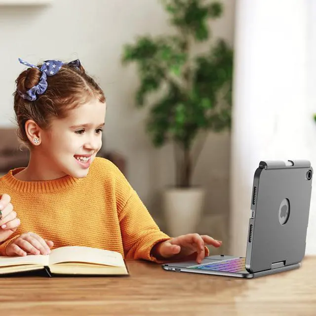 Alt view image 5 of 5 - FUWANG Touchpad Keyboard Case for iPad mini 7 A17 Pro 2024 & Mini 6th Generation 2021 8.3 inch - 360° Rotate 7 Color Backlit Keyboard for iPad mini 7th 6th Generation with Pencil Holder, Black