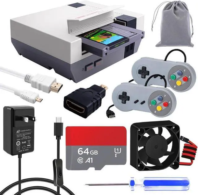 Main image of GeeekPi RETROFLAG NESPi 4 Case Kit, with SSD CASE, Splitter Switch & Cooling Fan & Heatsinks & USB Wired Game Controllers for Raspberry Pi 4 Model B