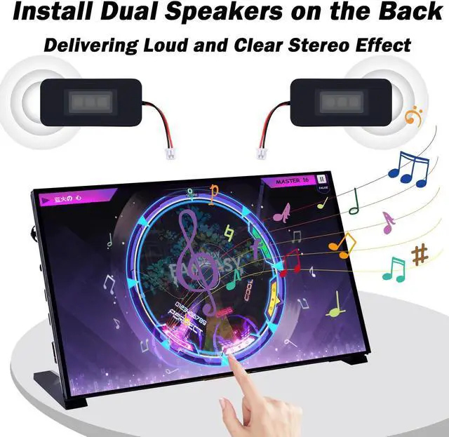 Alt view image 4 of 5 - GeeekPi 10.1 inch Capacitive Touchscreen for Raspberry Pi, HDMI Monitor IPS 1024X600 LCD Display with Dual-Speaker for Raspberry Pi 5/4B/3B+/3B/B+, with Mount Hole to Install Raspberry Pi Board