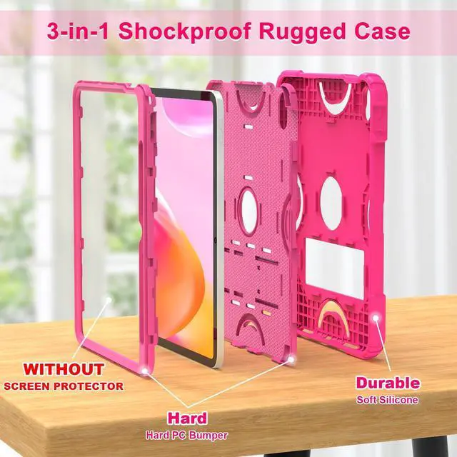 Alt view image 3 of 5 - Grifobes for iPad 11-inch (A16) 2025 / 10th Generation Case 10.9 inch 2022, iPad 11th / 10th Case with Pencil Holder Heavy Duty Rugged Protective Cover with Kickstand for Girls Kids Hot Pink