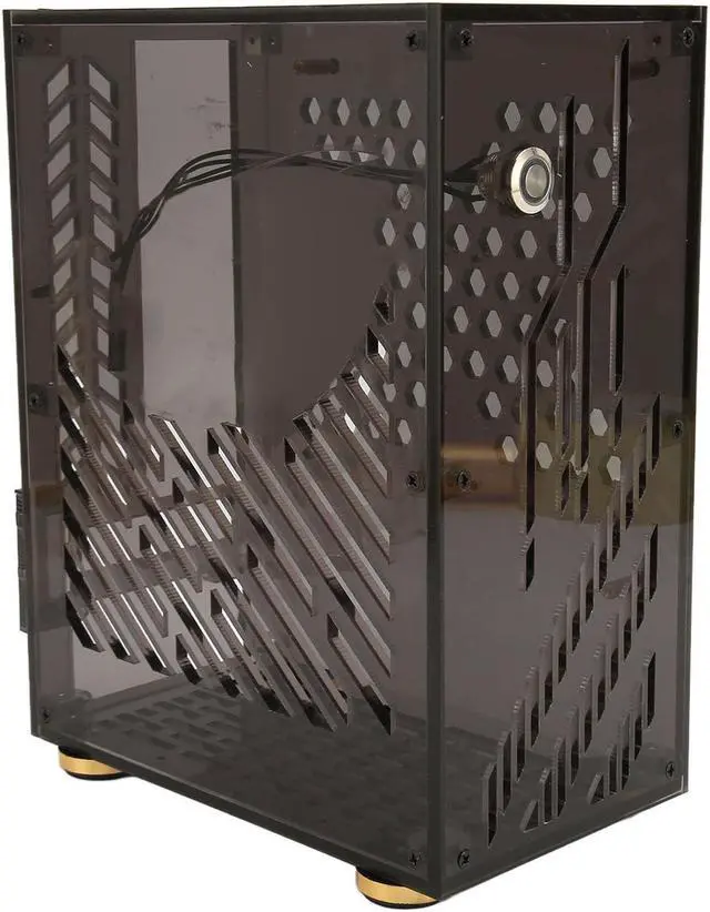 Main image of GOWENIC Clear Acrylic Mini ITX Case - 4.3L Capacity, 360 Degree Cooling, for Mini ITX Motherboards, 1U Power Support, 2.5in SSD Compatible, Transparent Side Panel (Black)