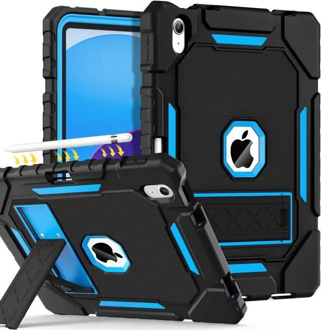 Main image of Grifobes for iPad A16 Case 11th Generation 11 inch 2025 / iPad 10th Generation Case 10.9 inch 2022, Heavy Duty Military Grade Shockproof Cover with Pencil Holder for i Pad 11/10 (Black+Blue)