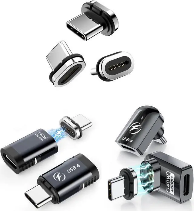 Main image of HanCenDa 140W Magnetic USB-C Adapter (4 Pack), 8K Video Display, 40Gbps Data Transfer, 180¬ Rotation, for Thunderbolt 4, MacBook Pro/Air & More Type C Devices
