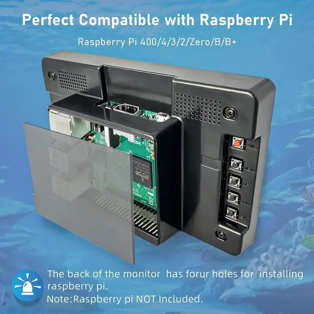 Alt view image 4 of 5 - HMTECH Raspberry Pi Monitor 7 Inch HDMI Monitor 800x480 LCD Screen Display with Case Second/Extend Screen for Raspberry Pi 400/4/3/2/Zero/B/B+ Jetson Nano Win11/10/8/7, Dual Speakers, Non-Touch