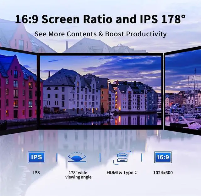 Alt view image 2 of 5 - HMTECH Raspberry Pi Screen 7 Inch Small Monitor 1024x600 HDMI Monitor 16:9 IPS LCD Screen Display for Raspberry Pi 4/3/2/Zero/B/B+ Win11/10/8/7, Free-Driver