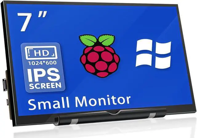 Main image of HMTECH Raspberry Pi Screen 7 Inch Small Monitor 1024x600 HDMI Monitor 16:9 IPS LCD Screen Display for Raspberry Pi 4/3/2/Zero/B/B+ Win11/10/8/7, Free-Driver