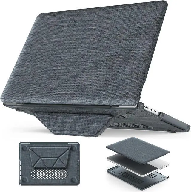 Main image of HXCASEAC Case Compatible with MacBook Pro 14 inch Case 2024 2023 2022 2021 with Foldable Stand, Anti-Scratching Protective Cover (M4 M3 M2 M1) A3401 A3112 A2918 A2992 A2779 A2442 Fabric, Grayish Blue