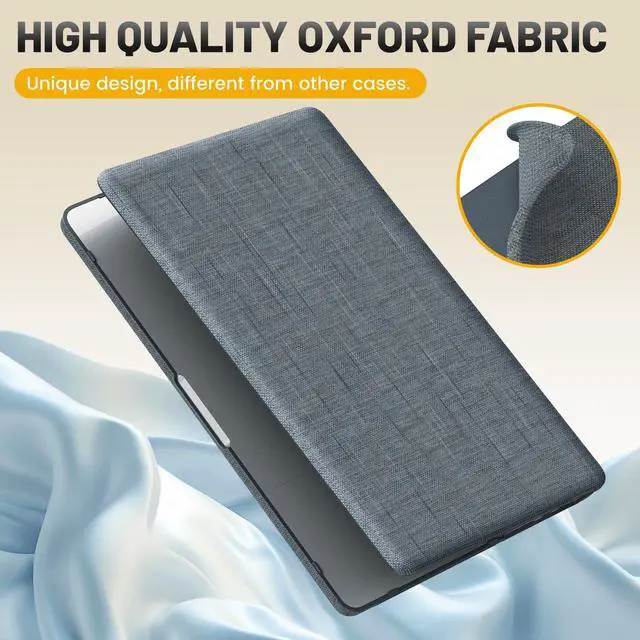 Alt view image 4 of 5 - HXCASEAC Case Compatible with MacBook Pro 14 inch Case 2024 2023 2022 2021 with Foldable Stand, Anti-Scratching Protective Cover (M4 M3 M2 M1) A3401 A3112 A2918 A2992 A2779 A2442 Fabric, Grayish Blue