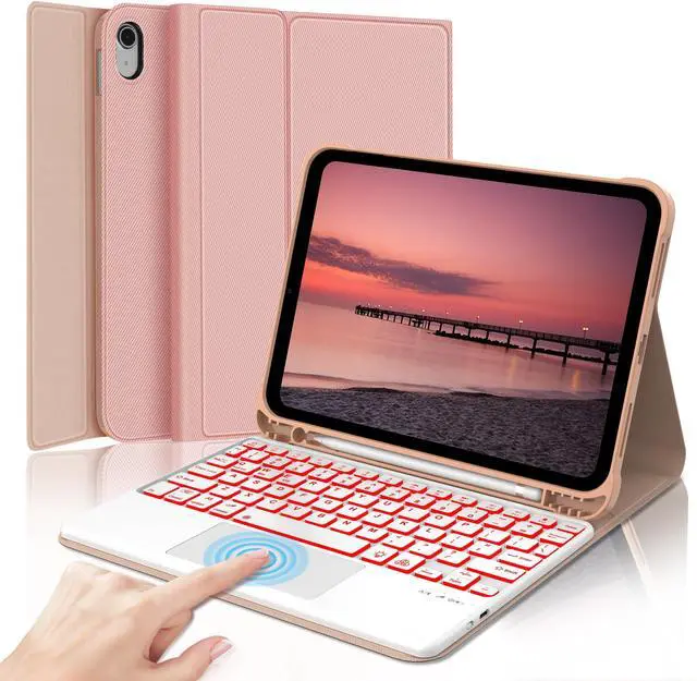 Alt view image 2 of 2 - JADEMALL for iPad 9th Generation Case with Keyboard 10.2", Multi-Touch Trackpad, 7 Color Backlit Detachable Keyboard with Pencil Holder for iPad 8th/ 7th Gen/iPad Pro 10.5"/ iPad Air 3rd Gen, Pink