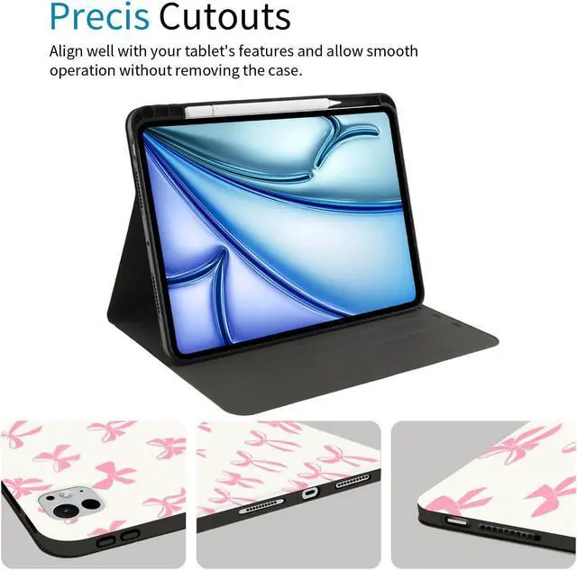 Alt view image 3 of 5 - JOYLAND for iPad Pro 12.9 inch 2022/2021,Cute Bow Case Anti-Scratch Shockproof Premium Folio Stand Case with Pencil Holder,for iPad Air 13 Inch 2024