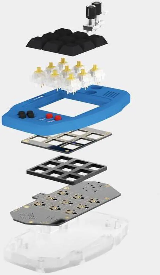 Alt view image 2 of 3 - KEEBMONKEY Customizable Mini Digital Mechanical Keyboard with Programmable Rotary Knob, VIA Compatible with RGB(Pink)