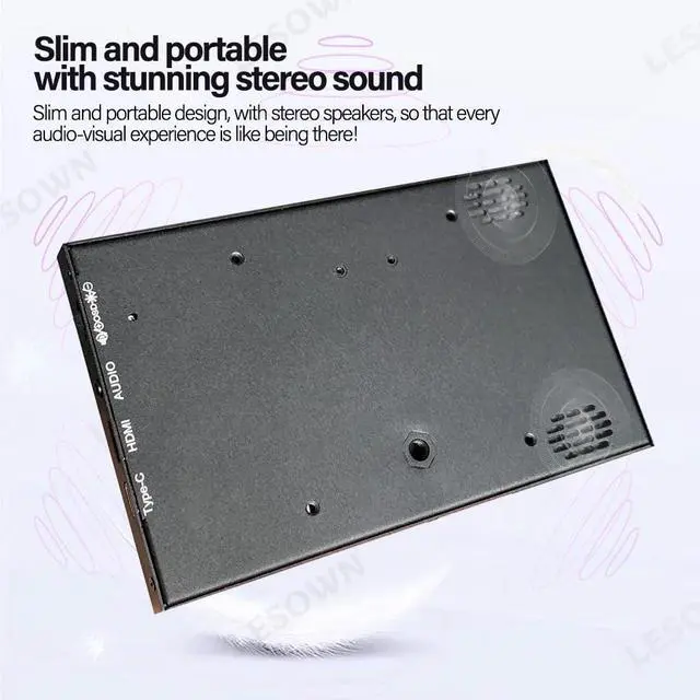 Alt view image 3 of 5 - LESOWN 7 inch Small Portable USB C Monitor 7" Capacitive Touchscreen HD 1024x600 IPS Secondary Sub Screen Mini LCD Display with Speakers for Laptop PC Smartphone