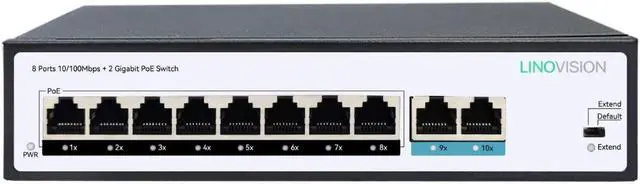 Main image of LINOVISION 8 Ports POE Switch with 2 Gigabit Uplink, 802.3af/at Standart, Total POE Budget 100W, Supports POE Watchdog and Max 820ft Transmission