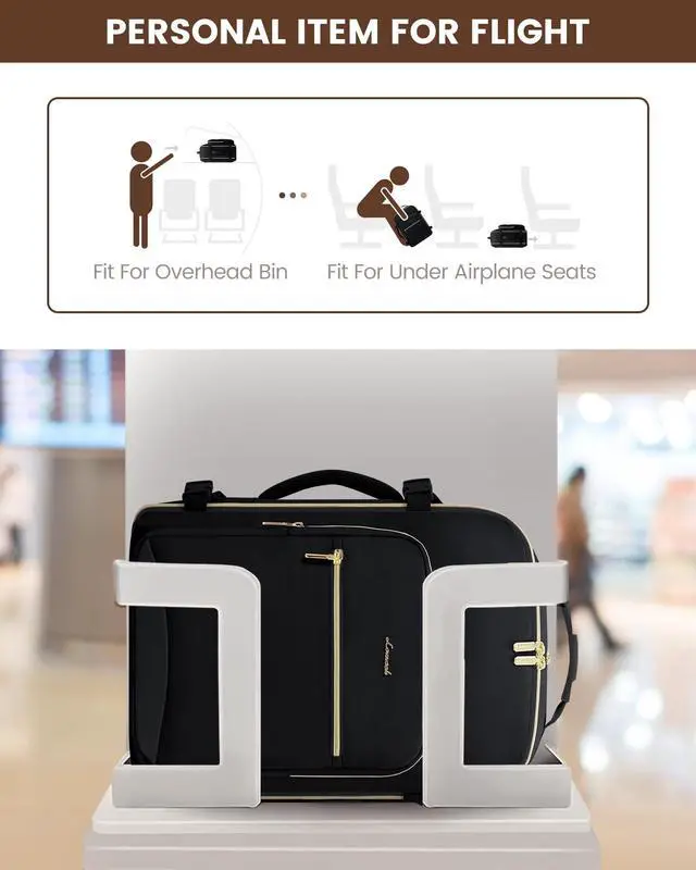 Alt view image 4 of 5 - LOVEVOOK Carry on Backpack, 50L Travel Backpack Flight Approved, Waterproof Large 18inch Laptop Backpack Luggage Daypack Business Weekender Overnight with 3 Packing Cubes, Black-Black