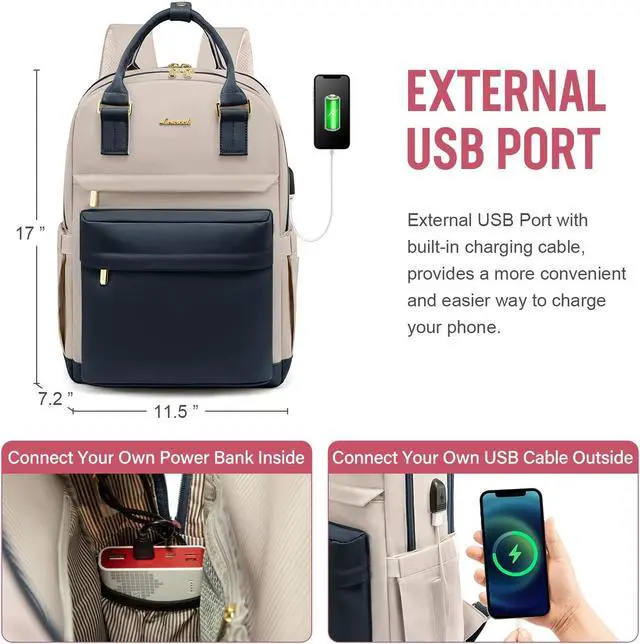 Alt view image 5 of 5 - LOVEVOOK Laptop Backpack for Women 15.6 Inch Laptop Bag with USB Port, Fashion Waterproof Backpacks Teacher Nurse Stylish Travel Bags Vintage Daypacks for College Work