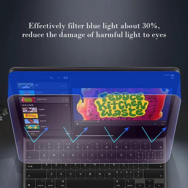 Alt view image 2 of 5 - PERFECTSIGHT Anti Glare Blue Light Screen Protector Compatible with iPad Air 11 Inch M3/M2 (7th/6th Generation, 2025/2024), Matte Low Reflection Eye Protection Blue Light Filter Tempered Glass