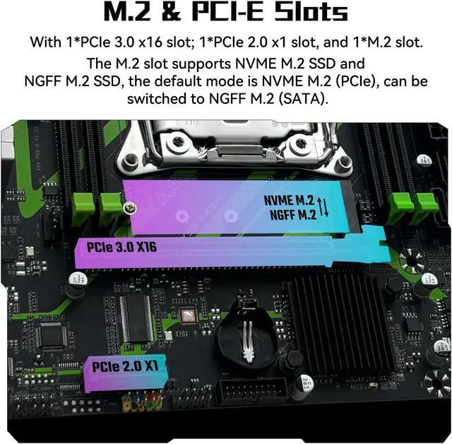Alt view image 5 of 5 - MACHINISIT LGA 2011-3 Motherboard X99 Micro ATX Mainboard for Intel Xeon E5 V3 V4 Series Processors (DDR4 Max 128GB, PCIe 3.0, M.2 Protocol, Gigabit LAN), X99 PR9-H PC Server