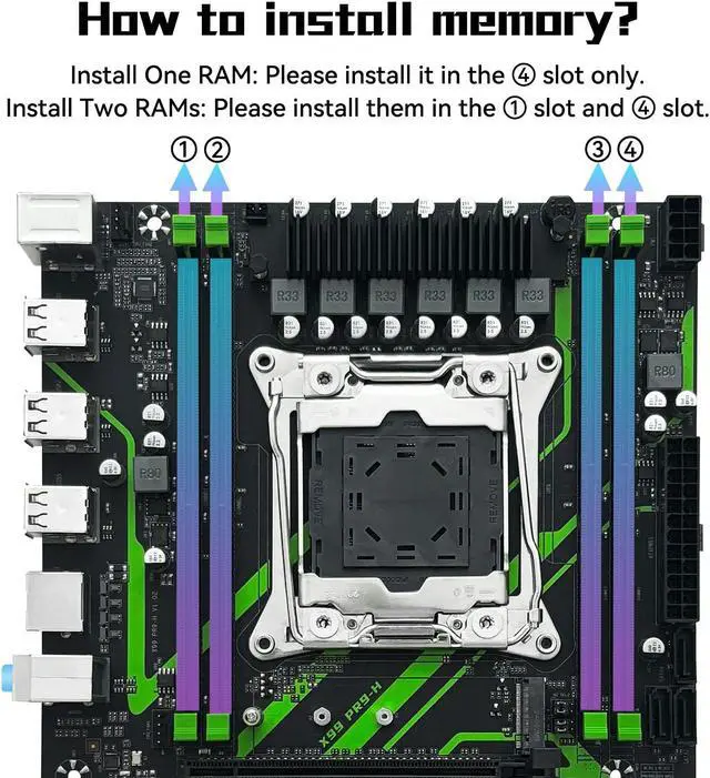 Alt view image 4 of 5 - MACHINISIT LGA 2011-3 Motherboard X99 Micro ATX Mainboard for Intel Xeon E5 V3 V4 Series Processors (DDR4 Max 128GB, PCIe 3.0, M.2 Protocol, Gigabit LAN), X99 PR9-H PC Server