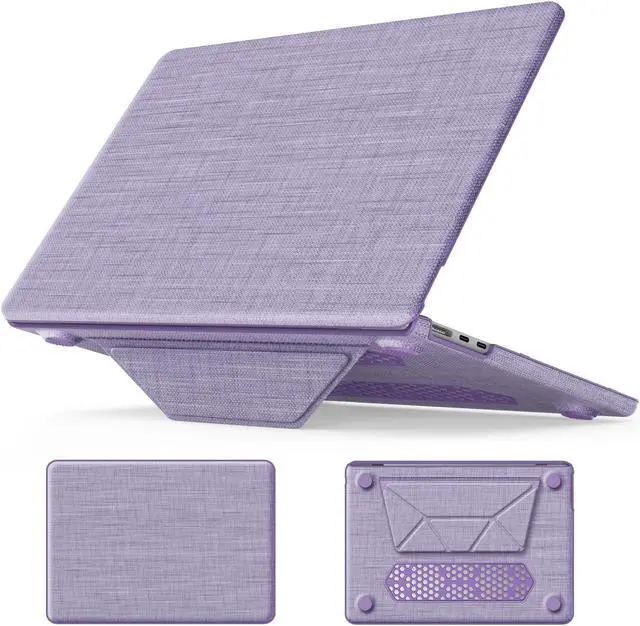 Main image of MEEgoodo for MacBook Air 13.6 inch Case (M4/M3/M2) 2025 2024 2022, Kickstand Cover Fit Model(A3240/A3113/A2681), Fabric Case for Mac Air 13 with TPU Keyboard & Webcam Cover & OTG Adapter, Purple