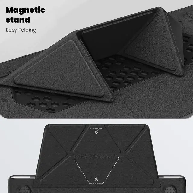 Alt view image 4 of 5 - MEEgoodo for MacBook Air 13 inch Case 2021 2020 2019 2018, Kickstand Cover Fit Model A2337 M1 A2179 A1932, PU Leather Laptop Hard Shell with TPU Keyboard & Webcam Cover & OTG Adapter,Black
