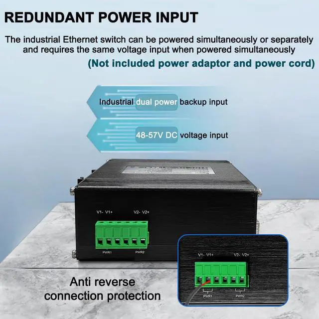 Alt view image 3 of 5 - Unmanaged 6 Ports Fast PoE Switch Industrial Din-Rail Ethernet Switch with 3 SFP Slots IEEE802.3af/at 30W Up to 180W 10/100Mbps Network Fiber Switch 48V DC