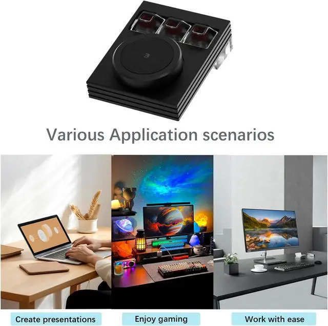 Alt view image 5 of 5 - Nlofin Macro Keyboard - Programmable Mini 3-Key OSU Keypad, Copy Paste with Knob, Type-C Interface, Win & Mac Compatible (Black)