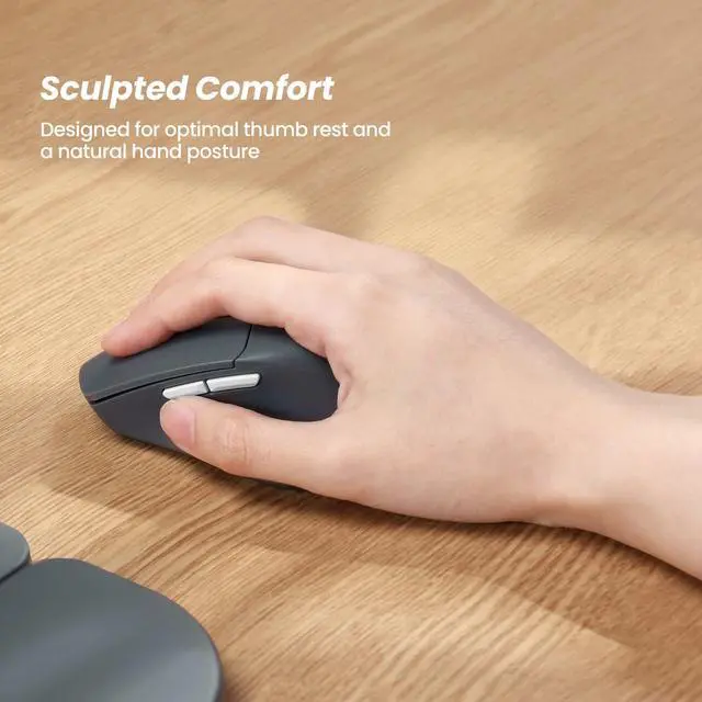 Alt view image 3 of 4 - Nulea KM75 Wireless Keyboard and Mouse Combo, Comfortable Natural Typing, Palm Rest, Multi-Device (Bluetooth, 2.4G, Wired), Rechargeable, for Multi-OS, Windows, Mac, Android