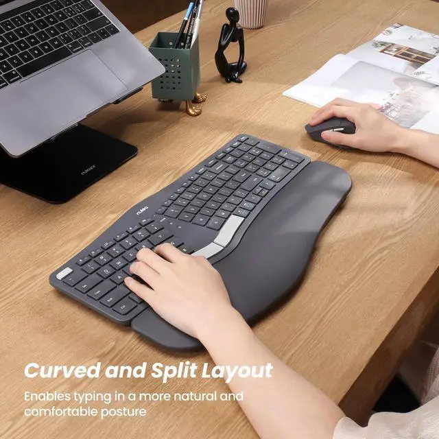 Main image of Nulea KM75 Wireless Keyboard and Mouse Combo, Comfortable Natural Typing, Palm Rest, Multi-Device (Bluetooth, 2.4G, Wired), Rechargeable, for Multi-OS, Windows, Mac, Android