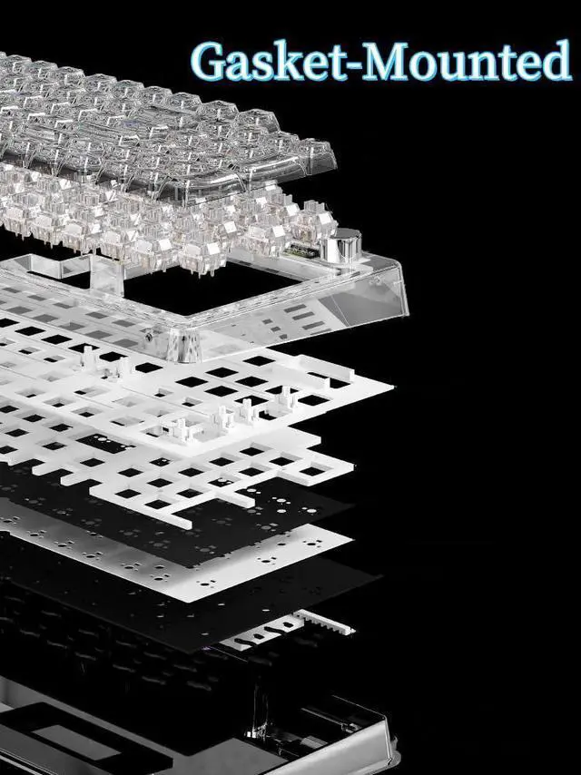 Alt view image 5 of 5 - Odpaltoy V99 Hot Swappable Transparent Mechanical Keyboard with OLED Display,98 Keys RGB Custom Gaming Gasket Structures with BT5.1/2.4G/USB-C for Windows/Mac,Pioneer V1 Satellite Axis